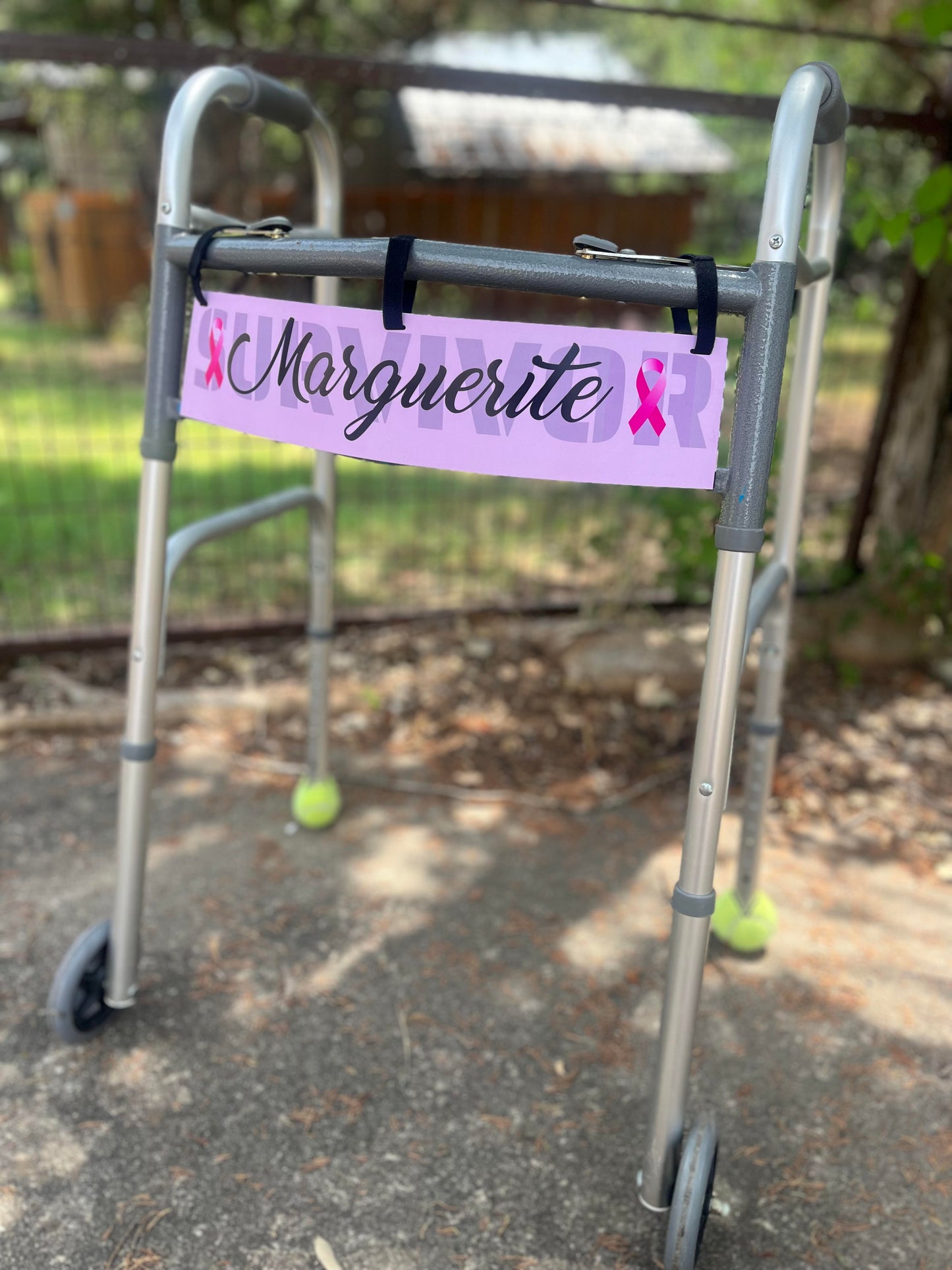 Pink ribbon survivor walker banner
