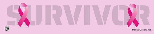 Pink ribbon survivor wheelchair banner