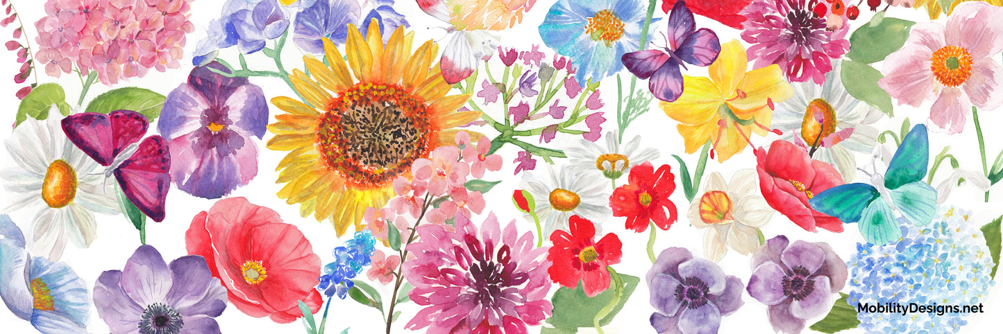 Watercolor flowers wheelchair