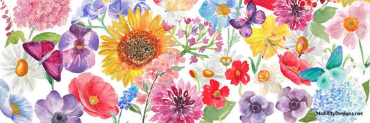 Watercolor flowers wheelchair